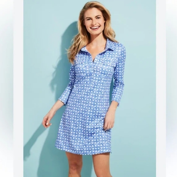 Vineyard Vines Dresses & Skirts - Vineyard Vines UPF RATTAN MARGO SHIRT DRESS MARLIN Size XL